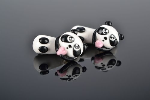 Pendientes hechos a mano Panda - MADEheart.com