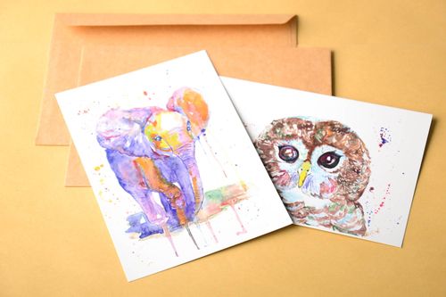 Открытки ручной работы красивые открытки две поздравительные открытки Зверушки - MADEheart.com