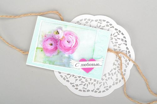 Künstlerische handgemachte Grußkarte mit Rosen - MADEheart.com