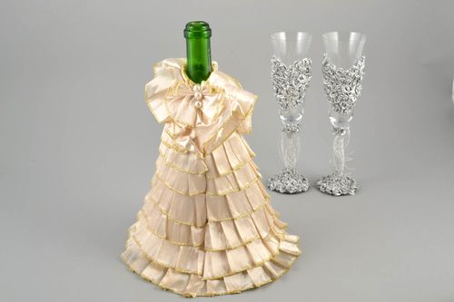 Beautiful handmade champagne bottle cover bottle cozy wedding accessories - MADEheart.com