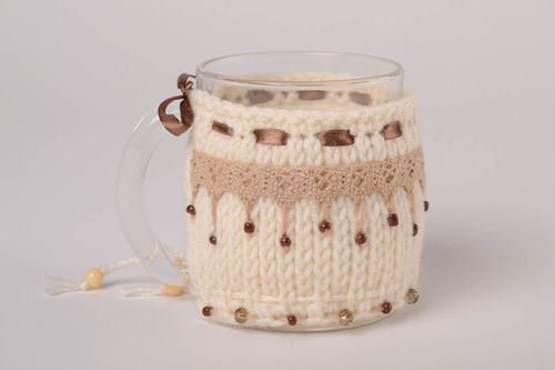 Funda tejida a crochet bonita para taza original artesanal regalo para mujer - MADEheart.com