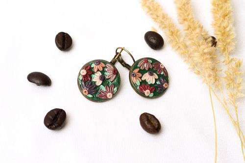 Handmade round earrings polymer clay cute earrings fashion earrings gift for her - MADEheart.com