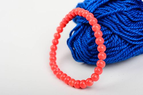 Simple style red beads everyday elastic bracelet for teen girls - MADEheart.com