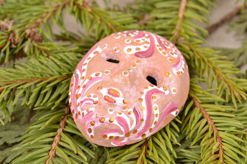 Maschera in ceramica piccola fatta a mano souvenir da parete dipinto originale  - MADEheart.com