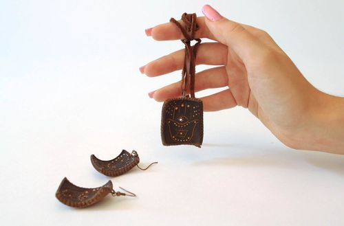 Set de joyas de cuero natural Jamsa - MADEheart.com