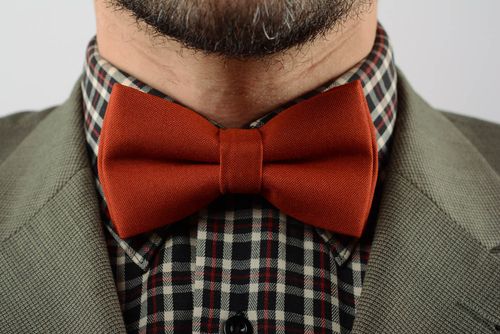 Textile bow tie Red and Brown - MADEheart.com