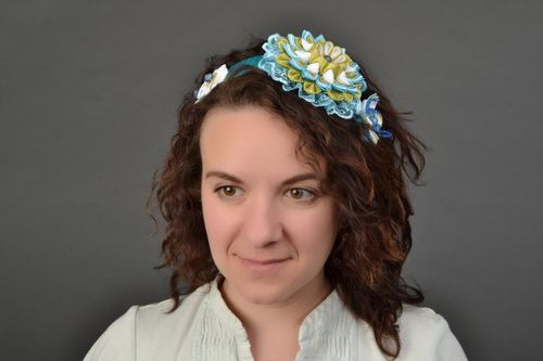 Kanzashi satin ribbon flower headband - MADEheart.com