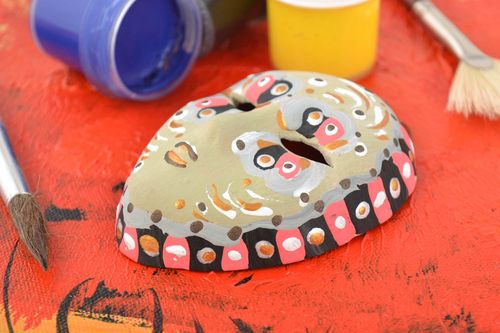 Bright handmade designer clay wall carnival mask with painting - MADEheart.com