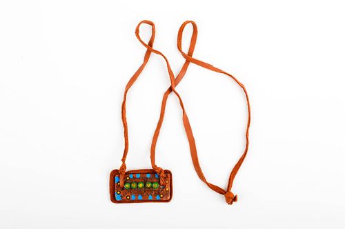 Ceramic accessories handmade pendant interesting leather necklace women pendant - MADEheart.com
