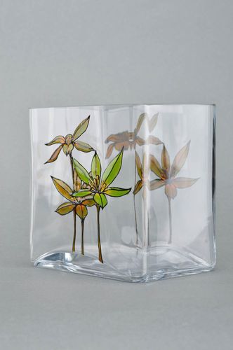 Glass clear square shape thin sides flower vase for home décor 5,5 inches, 2,5 lb - MADEheart.com