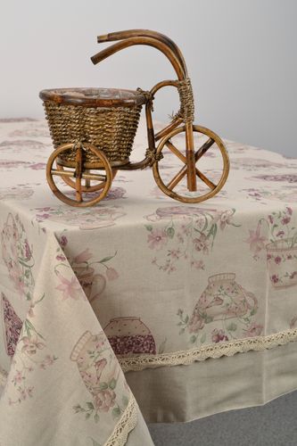 Mantel de mesa rectangular de algodón y poliamida con encaje - MADEheart.com