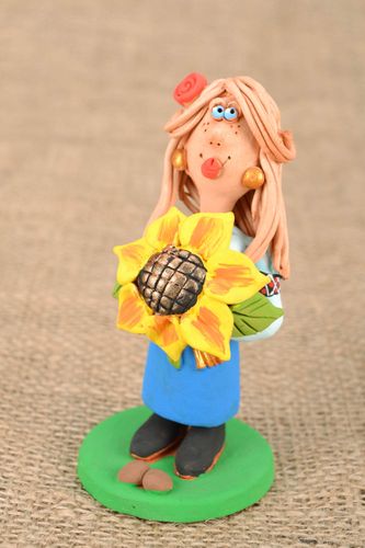 Ceramic Figurine Lady with Sunflower - MADEheart.com