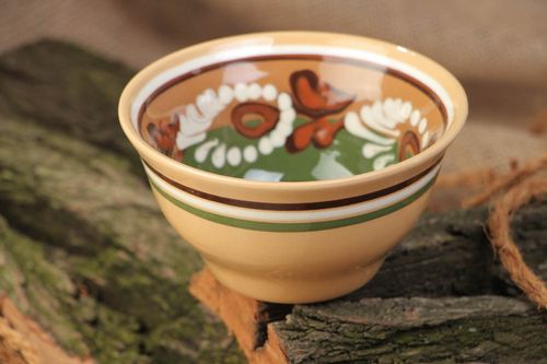 Künstlerische bemalte Schale aus Ton  mit Glasur schön 200 ml Handarbeit - MADEheart.com