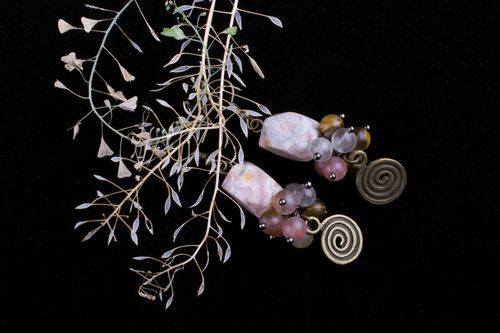 Handmade earrings accessory with beads beautiful bijouterie perfect present - MADEheart.com