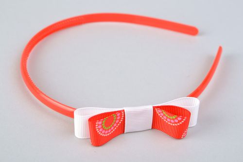 Diadema original hecha a mano de cintas de reps roja - MADEheart.com