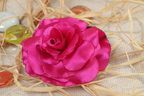 Резинка для волос с цветком большая яркая розовая красивая модная ручной работы - MADEheart.com