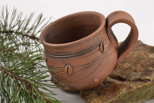 3,3 handmade coffee espresso cup with handle and coffee beans pattern - MADEheart.com
