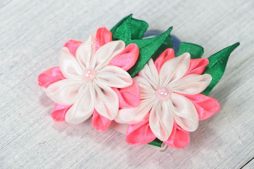 Set of flower hair clips handmade unusual accessories jewelry for hair 2 pieces - MADEheart.com
