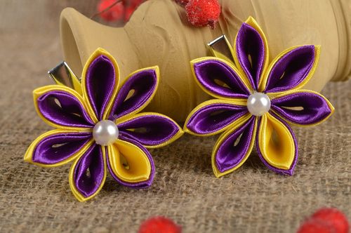 Stylish handmade fabric barrette hair clip 2 pieces fashion accessories - MADEheart.com