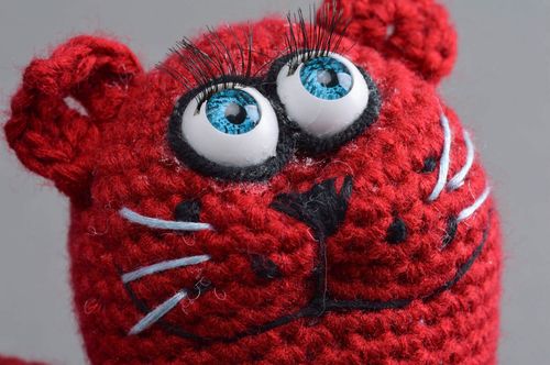 Beautiful crochet handmade unusual vinous toy in shape of cat - MADEheart.com