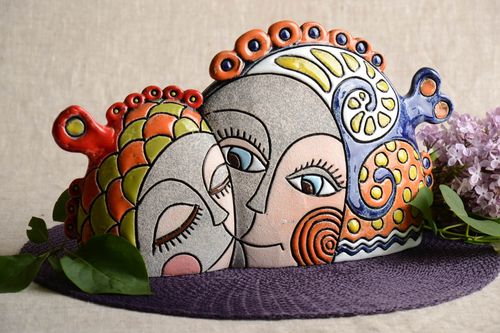 Handgemachte keramische Statuette in Form von verliebten Fischen Liebe von Mama - MADEheart.com