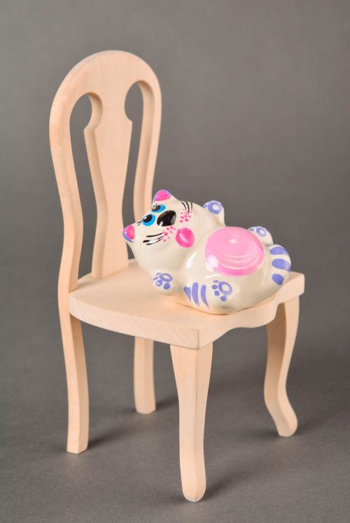 Statuetta in gesso fatta a mano figurina originale decorativa gatto divertente - MADEheart.com
