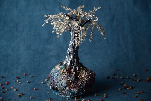 Handmade beaded tree interior statuette - MADEheart.com