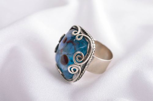 Handmade elegant stylish ring unusual metal ring massive female ring gift - MADEheart.com