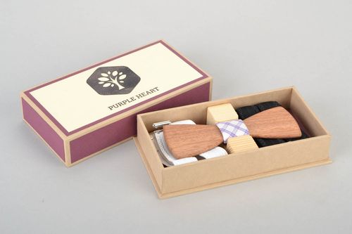 Gravata-borboleta de madeira acessórios para homens feitos à mão  - MADEheart.com