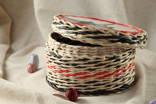 Scatolina in carta cestino portaoggetti rotondo intrecciato regalo originale - MADEheart.com