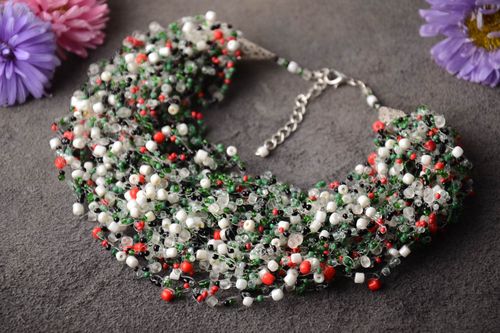 Damen Collier handgefertigt Rocailles Kette Designer Schmuck Frauen Accessoire - MADEheart.com