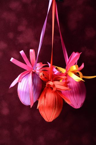 Set of handmade pendants stylish interior hangings cute Easter eggs 3 pieces - MADEheart.com