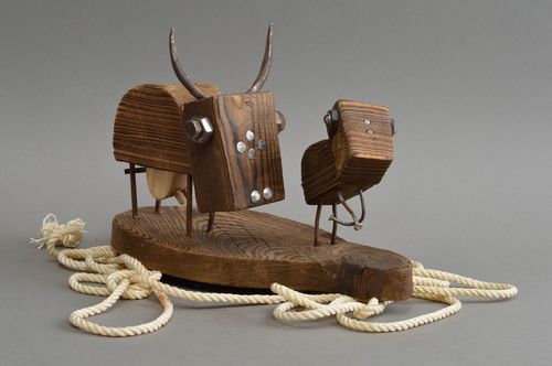 Unusual handmade wooden statuette beautiful figurine interior decorating - MADEheart.com
