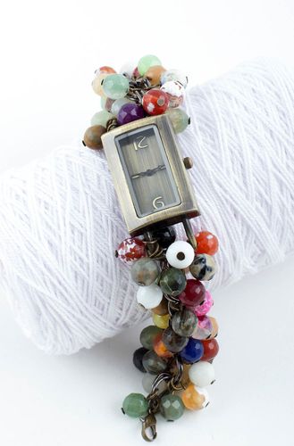 Наручные часы хэнд мэйд часы-браслет женские часы с агатом нефритом кварцем - MADEheart.com