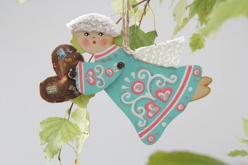 Deko Holz Anhänger Engel - MADEheart.com