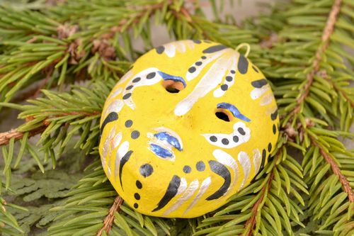 Maschera in ceramica piccola fatta a mano souvenir da parete dipinto originale  - MADEheart.com