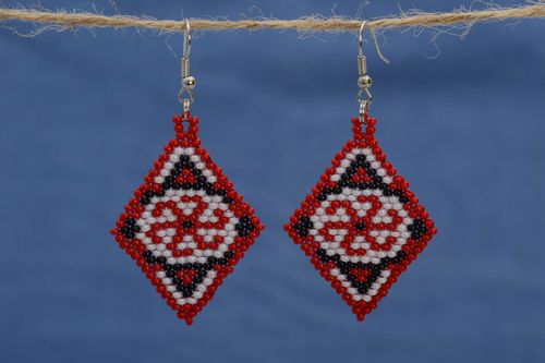 Handmade long earrings with charms seed beed earrings fashion jewelry for women - MADEheart.com