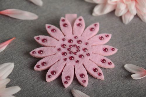 Beautiful hair clip made of rep ribbons and fleece handmade baby barrette - MADEheart.com