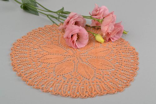 Handmade knitted tablecloth lace openwork napkin vintage style interior decor - MADEheart.com