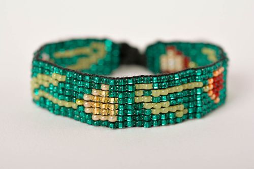 Bracelet perles rocaille Bijou fait main large vert Accessoire pour femme - MADEheart.com