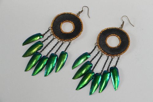 Orecchini di perline fatti a mano lunghi accessorio originale bello da donna - MADEheart.com