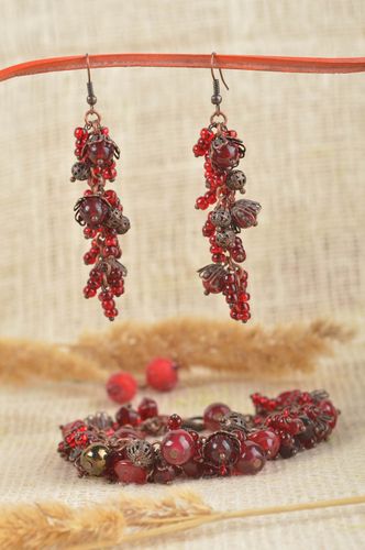 Handmade stylish jewelry set beaded designer accessory bracelet and earrings - MADEheart.com