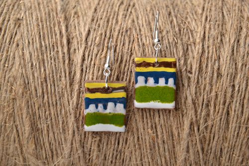 Square clay earrings - MADEheart.com