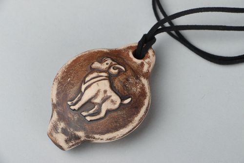 Clay pendant whistle Lamb - MADEheart.com