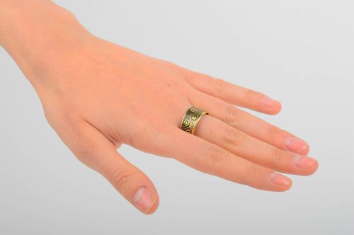 Handmade female brass ring designer unusual ring metal accessory gift for her - MADEheart.com