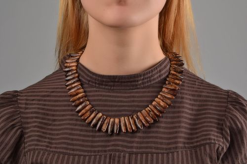 Handmade necklace wooden bead necklace designer jewelry handmade accessories - MADEheart.com
