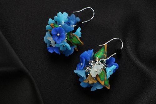 Bright plastic earrings Forget-Me-Nots - MADEheart.com
