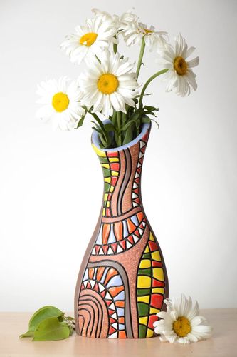 14-inch tall ceramic flower vase handmade centerpiece table décor 2 lb - MADEheart.com