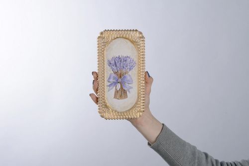 Wandbild mit Vergoldung Lavendel-Bukett mit Band - MADEheart.com