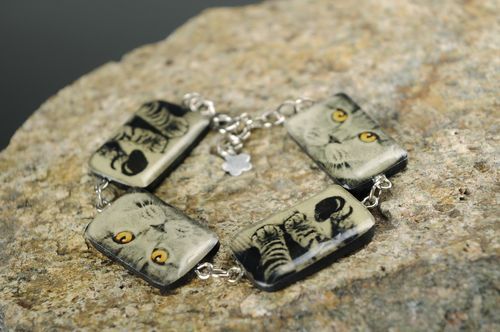 Pulseira de argila do polímero gato - MADEheart.com